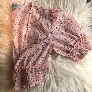 Sundae Muse Demi Top w Deep V and Smocked Waist